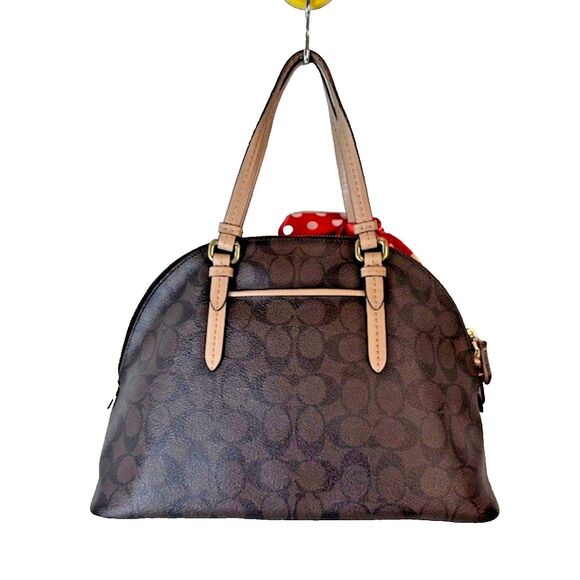 Coach Cora Domed Satchel F26184 Brown Coated Canvas/Leather Handbag Purse - Picture 2 of 14